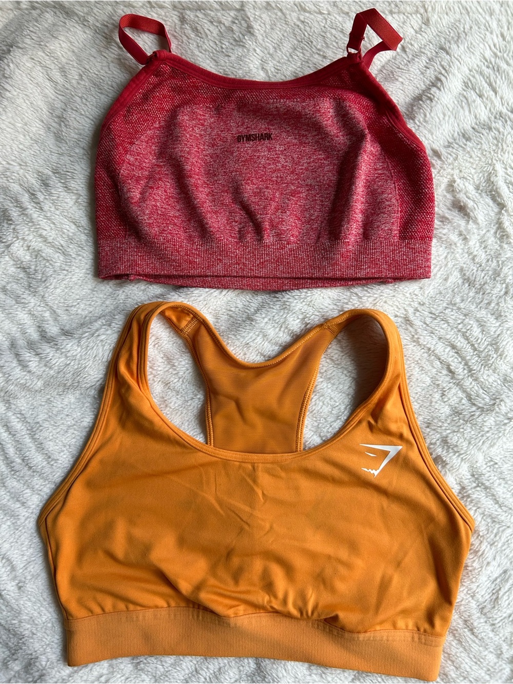 Gymshark Red Seamless Bra with Orange Racerback Sports Bra